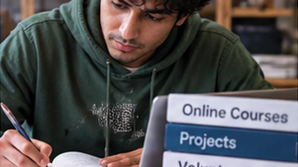 Entry-level job seeker organizing courses, projects and volunteer experience before applying